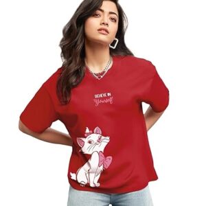 Bewakoof Women's Graphic Printed 100% Cotton T-Shirt - Boyfriend Fit, Round Neck, Half Sleeve