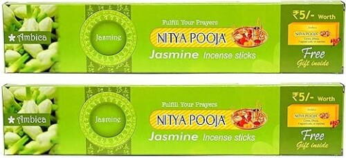 Ambica Nitya Pooja Agarbathies – Jasmine Incense Sticks | 85g × Pack of 2