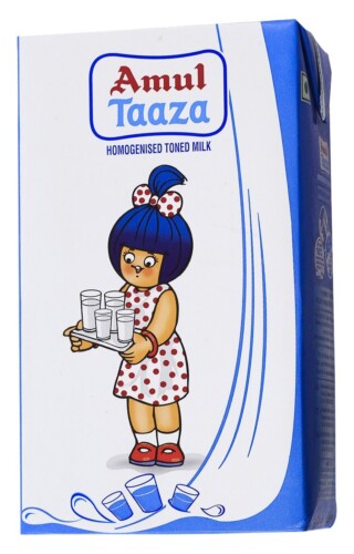 Amul Taaza Homogenised Toned Milk – 1 లీటర్ కార్టన్ (Liquid)