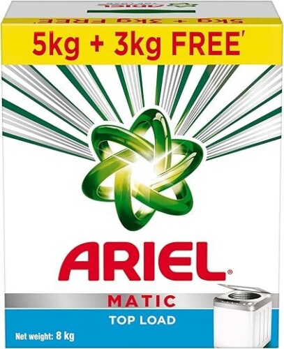 Ariel Matic Detergent Powder – Top Load 5kg + 3kg Free | Removes 100 Tough Stains in 1 Wash | Machine Wash Expert