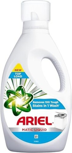 Ariel Matic Liquid Detergent – Top Load 1 Litre | Removes Tough Stains in 1 Wash | Long-Lasting Fragrance | Gentle on Fabrics