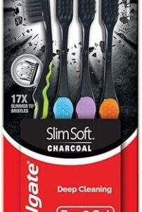 Colgate Charcoal Gentle Deep Cleaning manual Toothbrush for adults - 4 Pieces (Slim Soft)