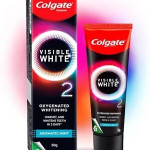 Colgate Visible White O2, Teeth Whitening Toothpaste (50g) for noticeably whiter teeth starting in 3 days. Aromatic Mint with Active Technology, Enamel Safe Teeth Whitening &...