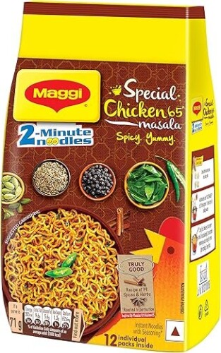 MAGGI 2-Minute Instant Noodles, Special Chicken65 Masala, 852 grams, Pack of 12