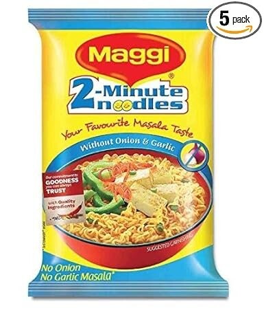 MAGGI Vegetarian No Onion No Garlic Noodles, 70g (Pack of 5)