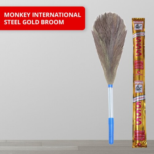 Monkey 555 International Steel Gold Broom – Heavy Duty with Steel Handle