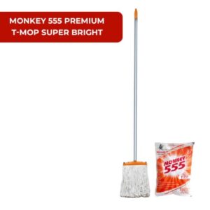 Monkey 555 Premium T Mop Super Bright – Heavy-Duty T-Handle Mop for Superior Shine