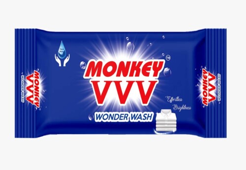Monkey VVV Wonder Wash Detergent Cake Bar – 180 GM | Powerful Stain Removal for Hand Wash