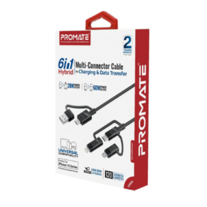 Promate 6-in-1 Hybrid Multi-Connector Cable – Charging & Data Transfer