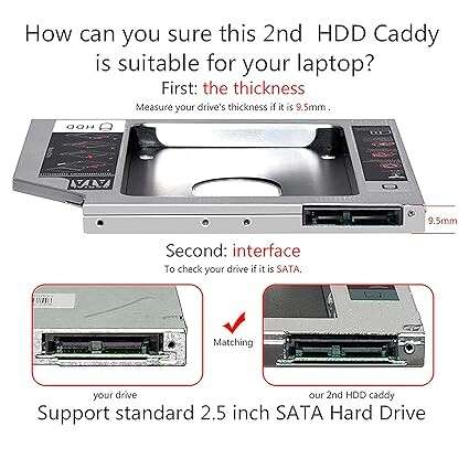 Storite 2nd Bay SATA HDD/SSD Caddy for Laptop (Universal 9.5mm) - Image 6