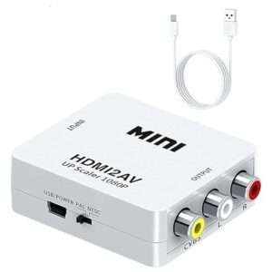 Mini HDMI to AV Converter (HDMI2AV Up Scaler 1080p with USB Power Cable)