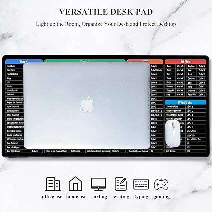 Shortcut Keys Extended Mouse Pad for Windows, Word, Excel, PowerPoint & Office – Large Desk Mat (Multicolor) - Image 5