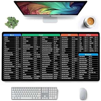 Shortcut Keys Extended Mouse Pad for Windows, Word, Excel, PowerPoint & Office – Large Desk Mat (Multicolor) - Image 6